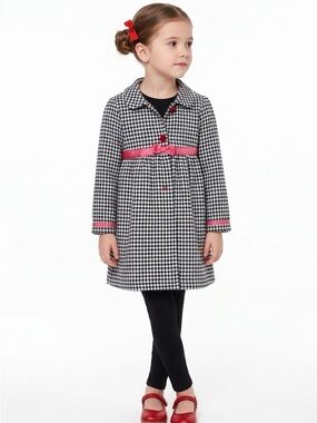 HOLIDAY EDITIONS | Girls Houndstooth Jacket Red Accents Black White 5T